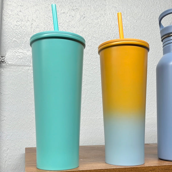 24 oz Tapered Tumbler Solid with Straw