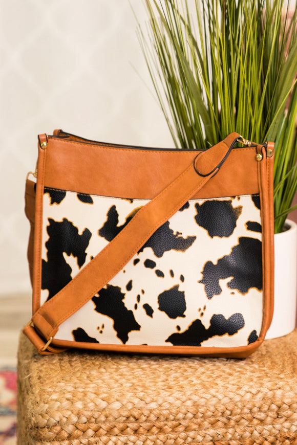 Cow Crossbody Handbag Purse With Strap