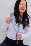 Blue Striped Lanyard