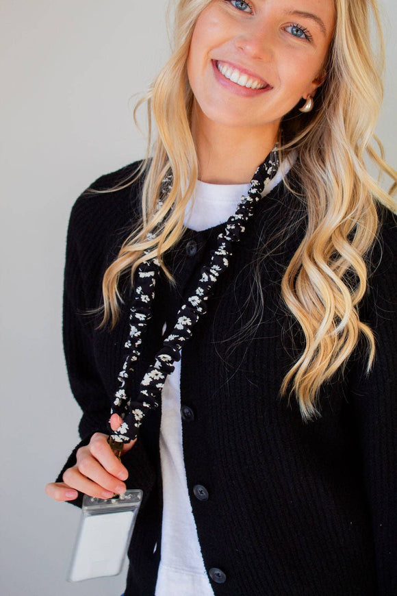 Onyx Floral Lanyard