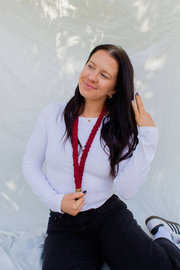Maroon Linen Lanyard