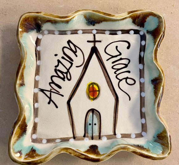 Church Amazing Grace Candle Plate