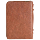 White Dove -Bible Cover Vintage Cross Brown Large